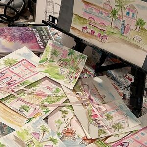 Custom hand painted the colony hotel palm beach wall art set of 6